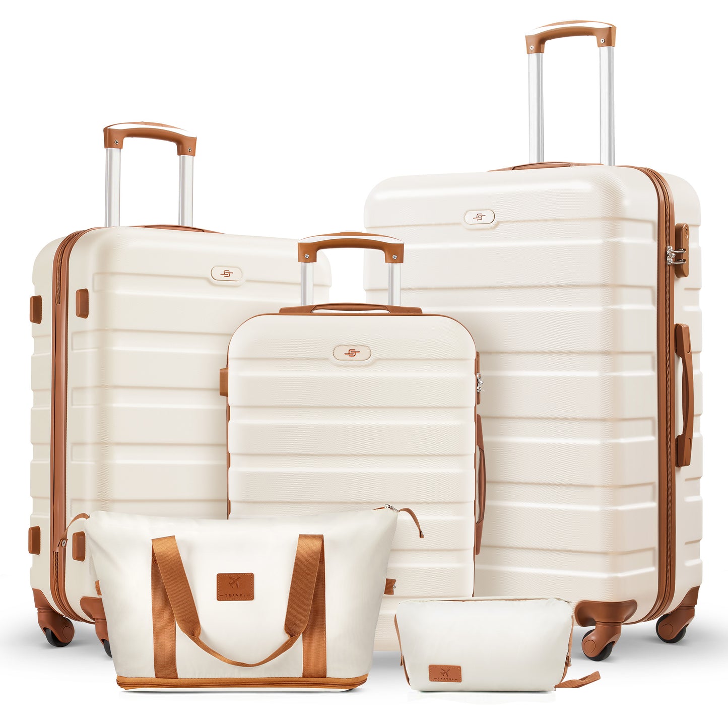 5 Piece Luggage Sets,20/24/28 inch Hardside Lightweight ABS Suitcase With Expandable Duffle Bag