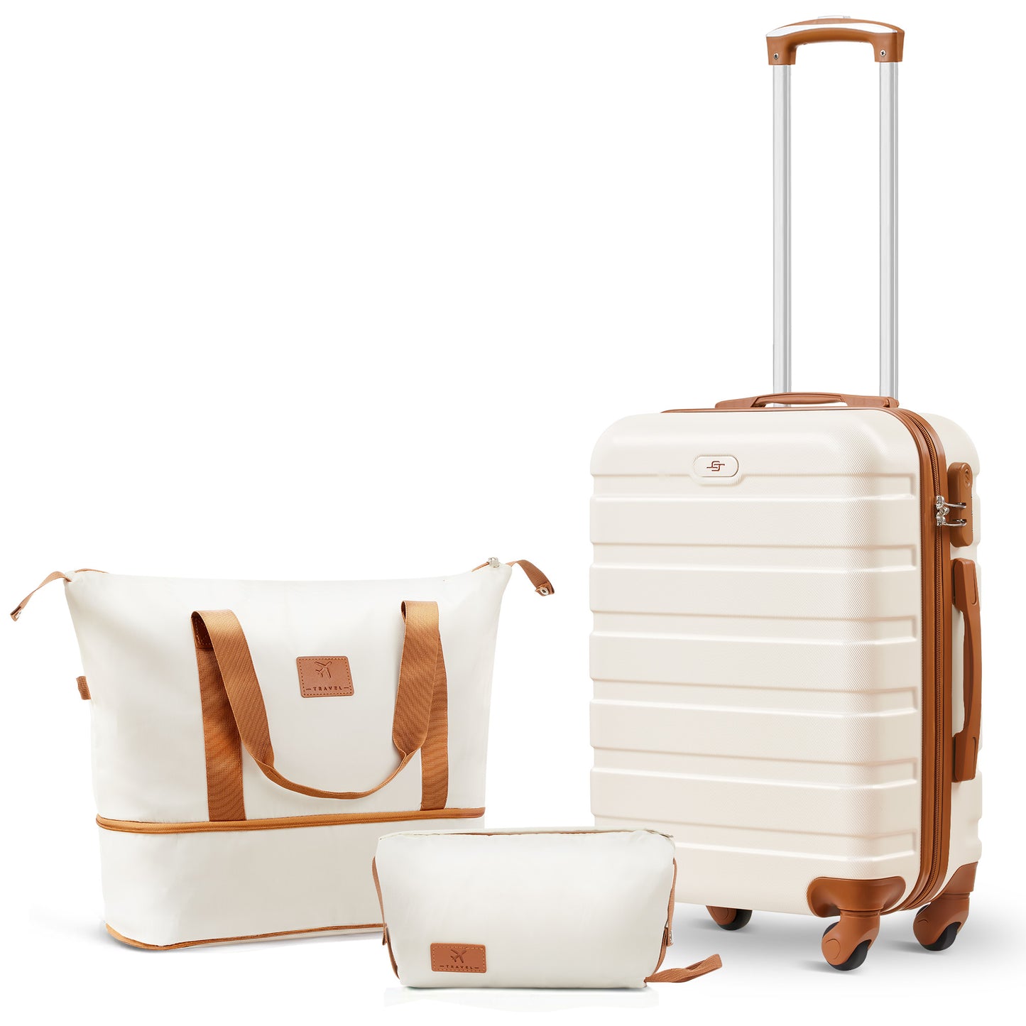 Luggage Sets,20 inch Hardside Lightweight ABS Carry-On Suitcase With Expandable Duffle Bag
