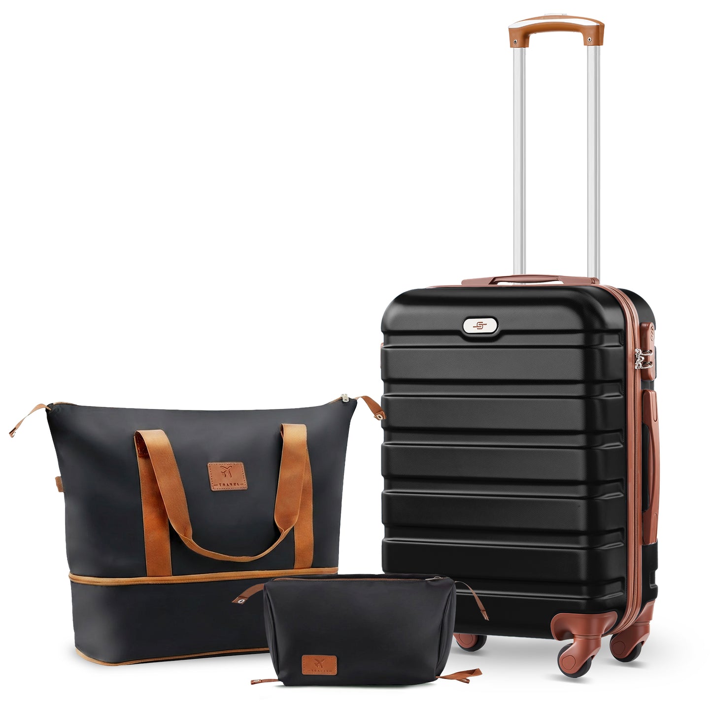 Luggage Sets,20 inch Hardside Lightweight ABS Carry-On Suitcase With Expandable Duffle Bag