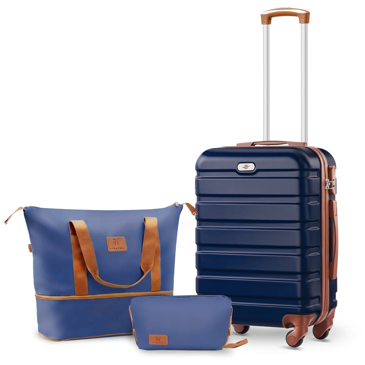 Luggage Sets,20 inch Hardside Lightweight ABS Carry-On Suitcase With Expandable Duffle Bag