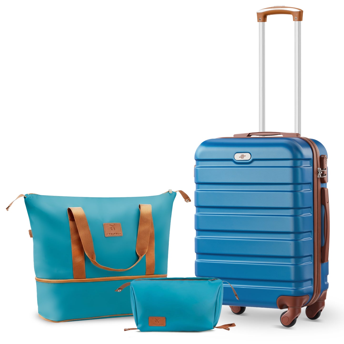 Luggage Sets,20 inch Hardside Lightweight ABS Carry-On Suitcase With Expandable Duffle Bag