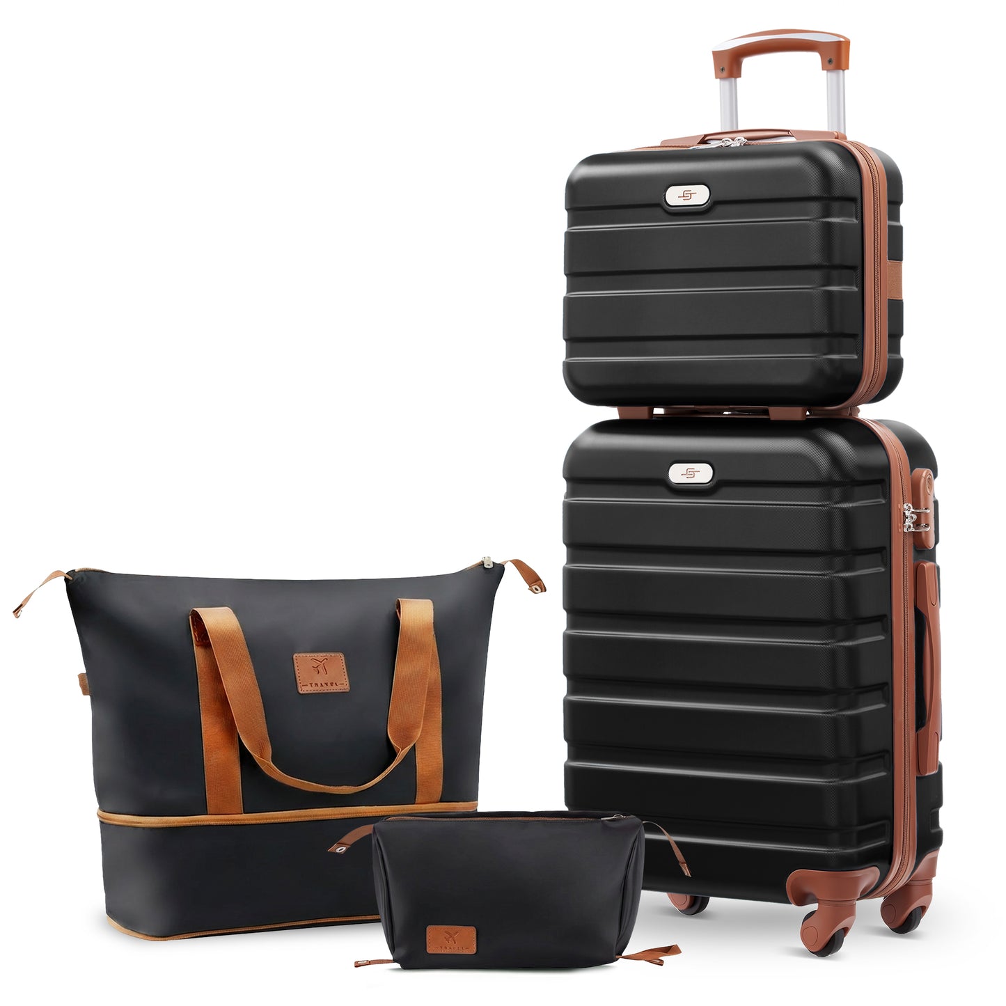 Luggage Sets,20 inch Hardside Lightweight ABS Carry-On Suitcase With Expandable Duffle Bag