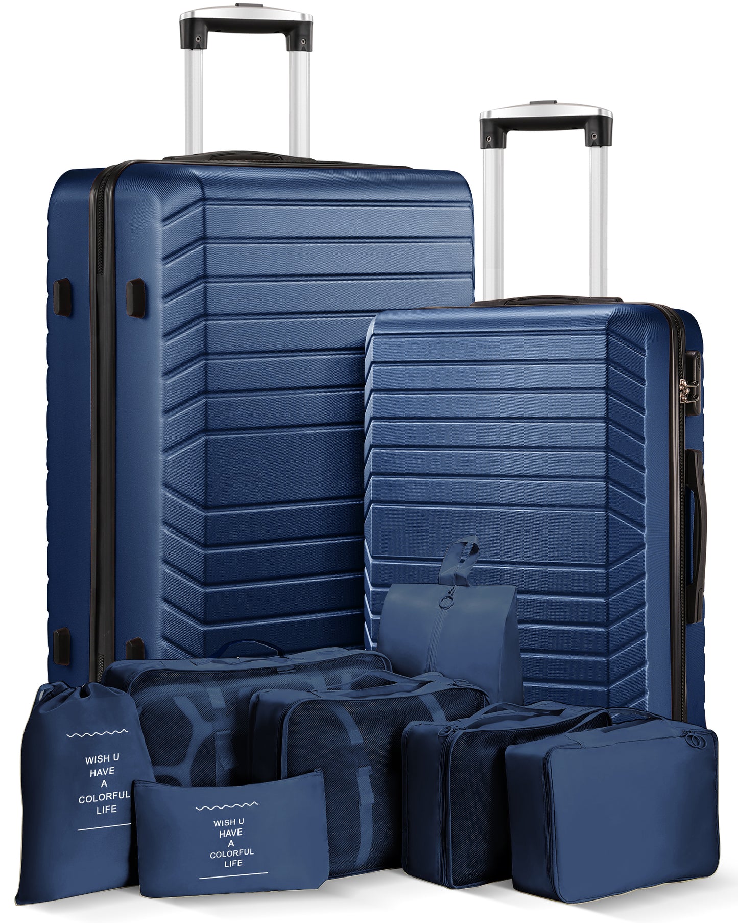 Expandable Luggage 2 Piece Sets (20"&28") Hardside Suitcase Set with Expandable Travel Duffle Bag,deep blue