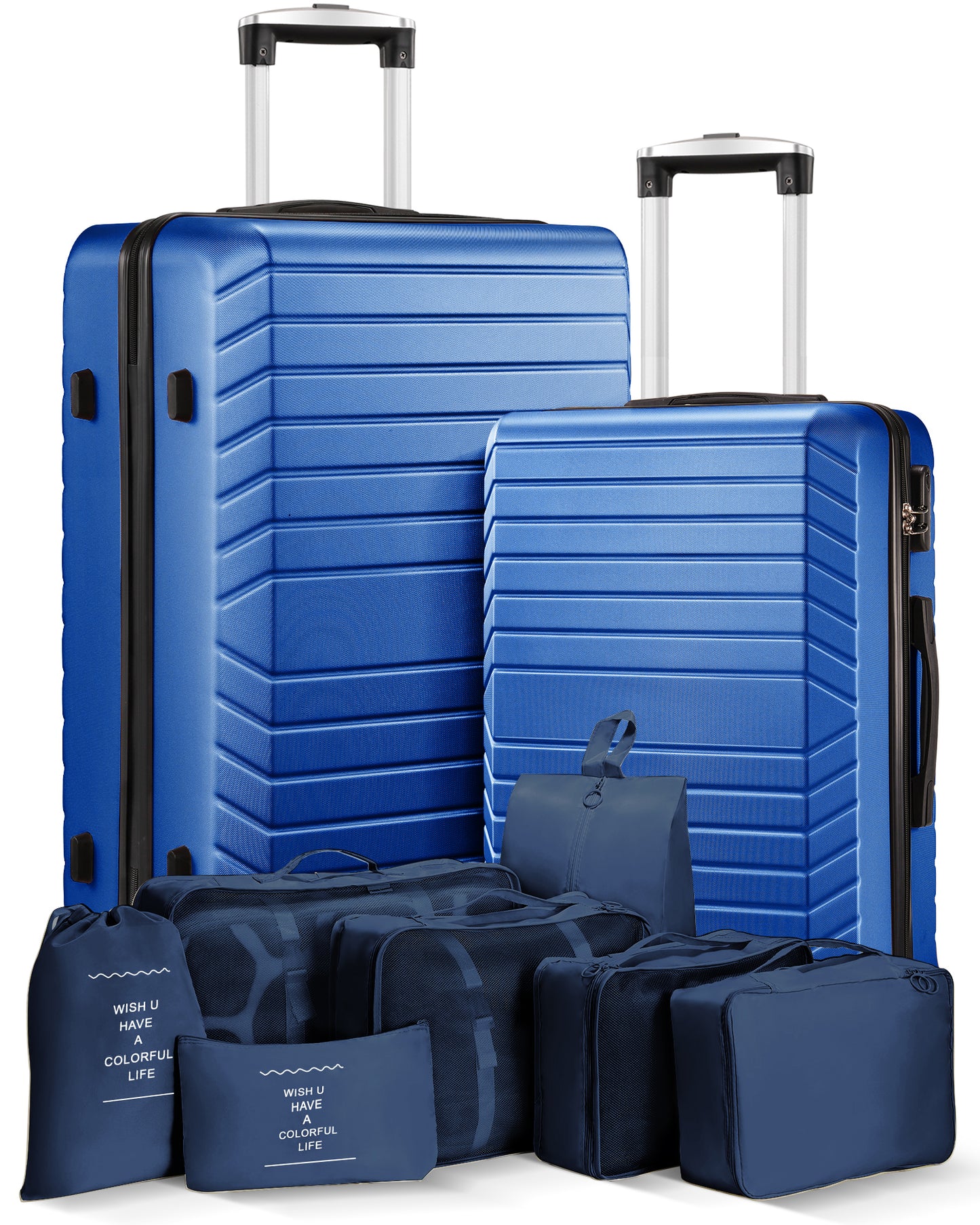 Expandable Luggage 2 Piece Sets (20"&28") Hardside Suitcase Set with Expandable Travel Duffle Bag,deep blue