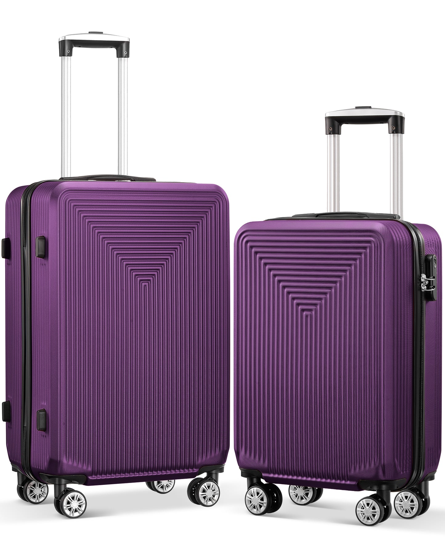 Luggage 2 Piece Sets Hardside Suitcase Set with Double Spinner Wheels, purple