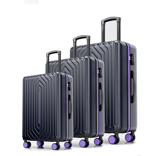 3 Luggage Sets ABS Hardshell Suitcase Set with TSA Lock Durable Spinner Wheels Suitcase