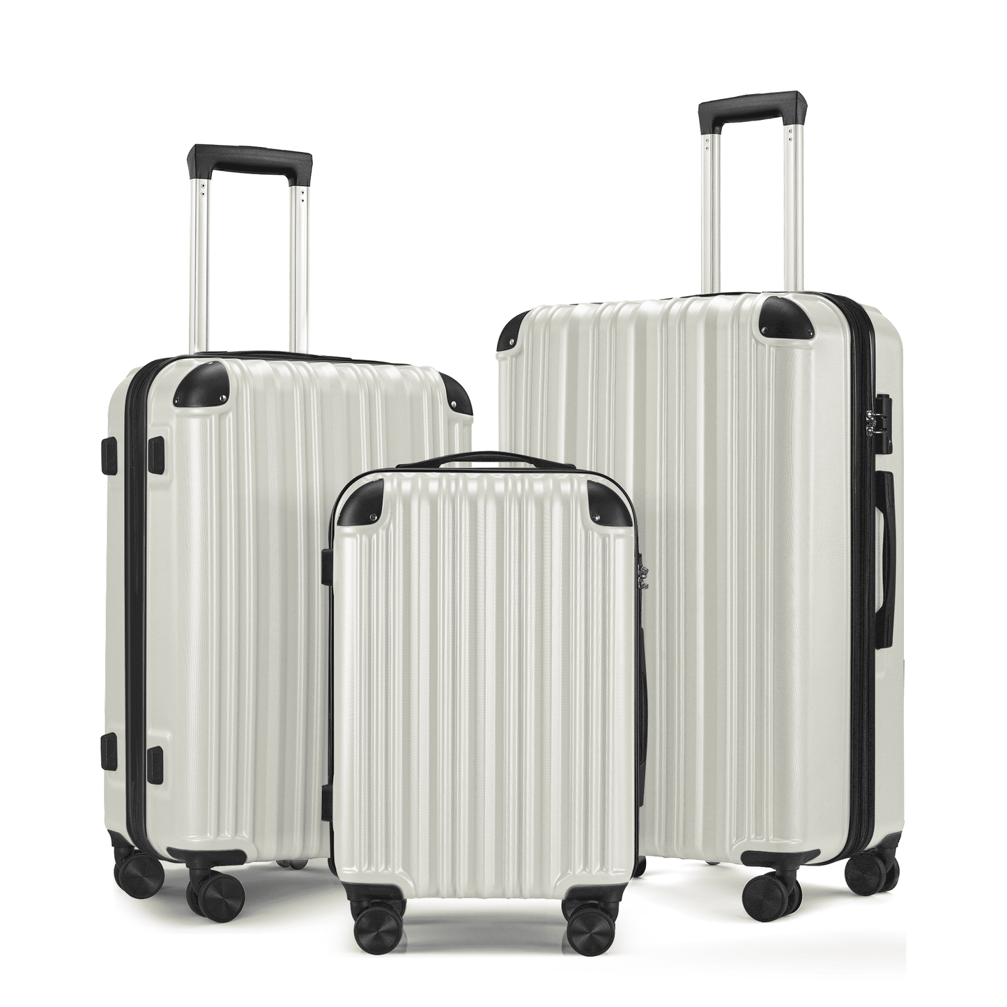 3-Piece Expandable Luggage Sets, ABS Spinner Suitcase Set with TSA Lock