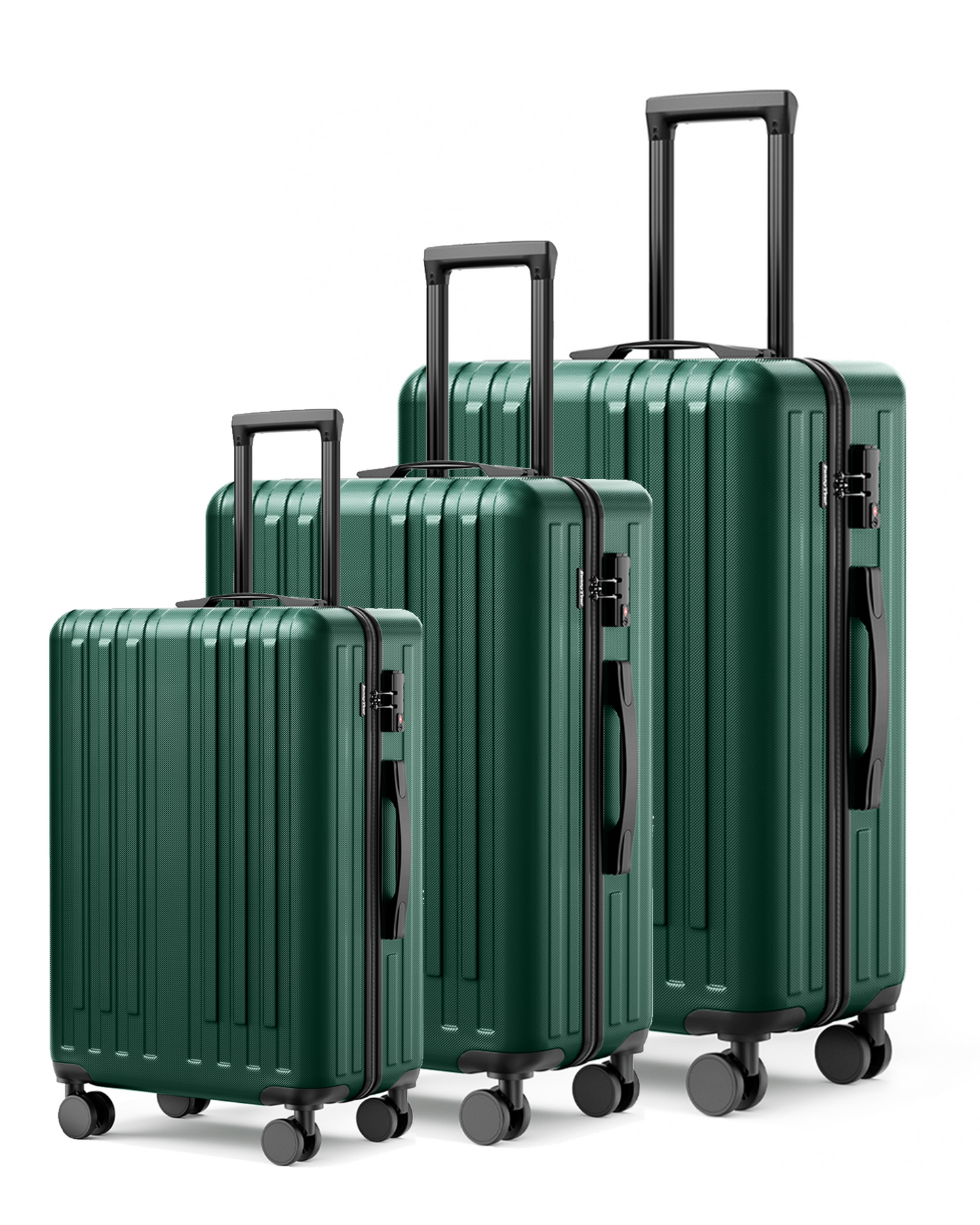 3 Piece Luggage Set with Wheels, 20-inch Carry on Luggage, 24" and 28" Checked Luggage,Deep Green