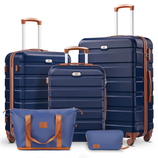 5 Piece Luggage Sets,20/24/28 inch Hardside Lightweight ABS Suitcase With Expandable Duffle Bag