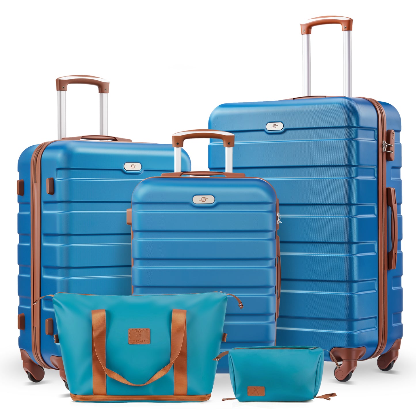 5 Piece Luggage Sets,20/24/28 inch Hardside Lightweight ABS Suitcase With Expandable Duffle Bag