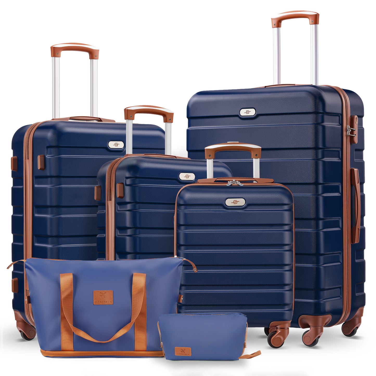 Gowill 6 Piece Luggage Sets,16/20/24/28 inch Hardside Lightweight ABS Suitcase With Expandable Duffle Bag