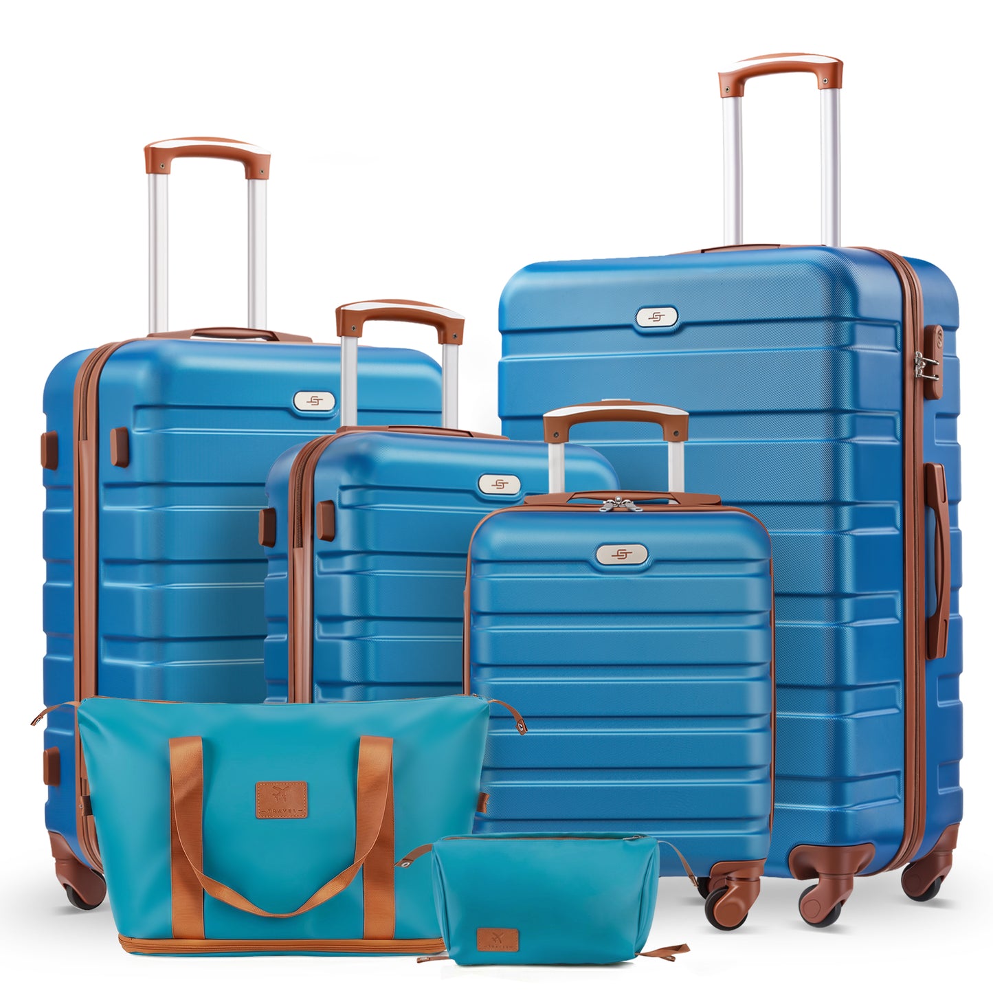 Gowill 6 Piece Luggage Sets,16/20/24/28 inch Hardside Lightweight ABS Suitcase With Expandable Duffle Bag