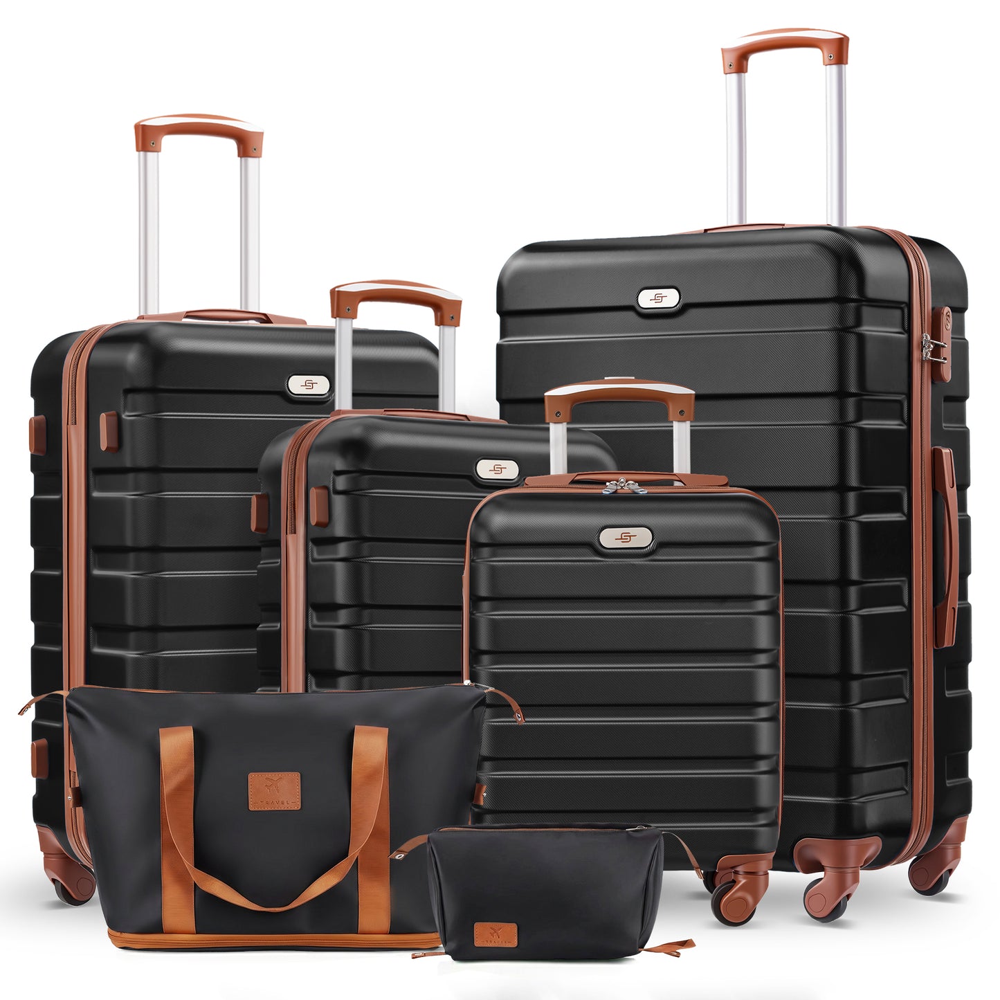 Gowill 6 Piece Luggage Sets,16/20/24/28 inch Hardside Lightweight ABS Suitcase With Expandable Duffle Bag