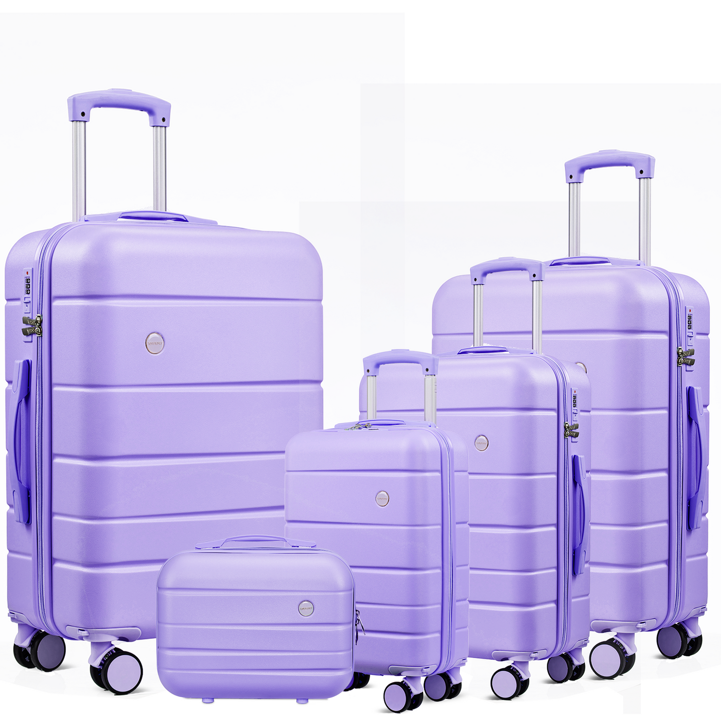 Gowill 5 Piece Suitcase Set 14/18/20/22/24 inch Hardside Suitcase with Spinner Wheels Detachable Lightweight Carry on Luggage