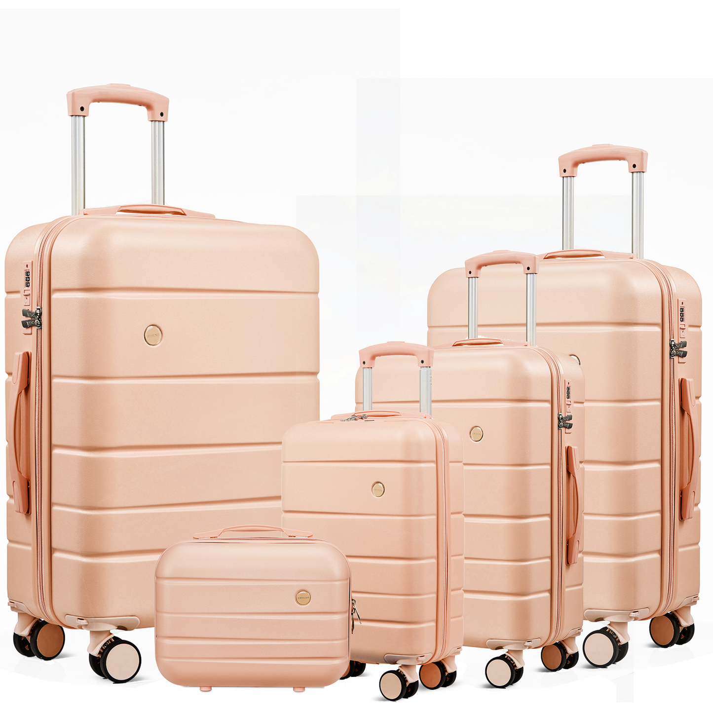 Gowill 5 Piece Suitcase Set 14/18/20/22/24 inch Hardside Suitcase with Spinner Wheels Detachable Lightweight Carry on Luggage