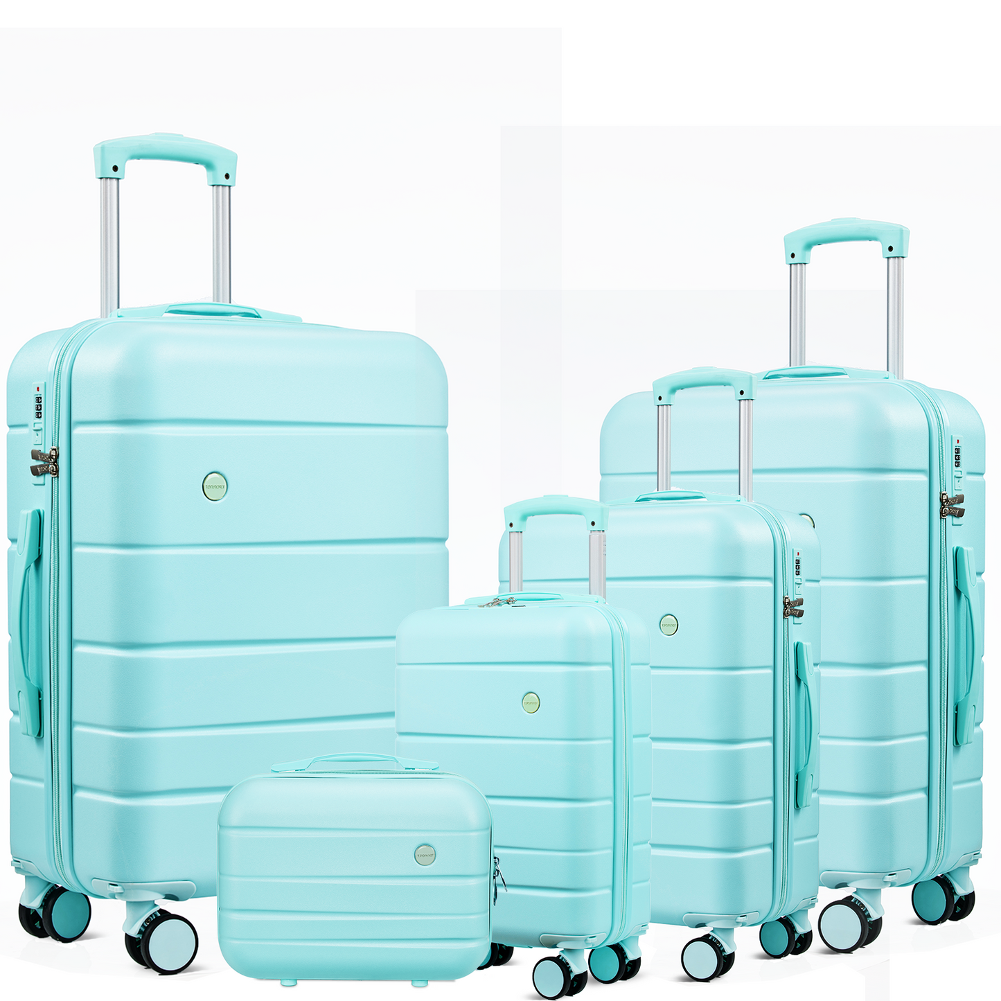 Gowill 5 Piece Suitcase Set 14/18/20/22/24 inch Hardside Suitcase with Spinner Wheels Detachable Lightweight Carry on Luggage