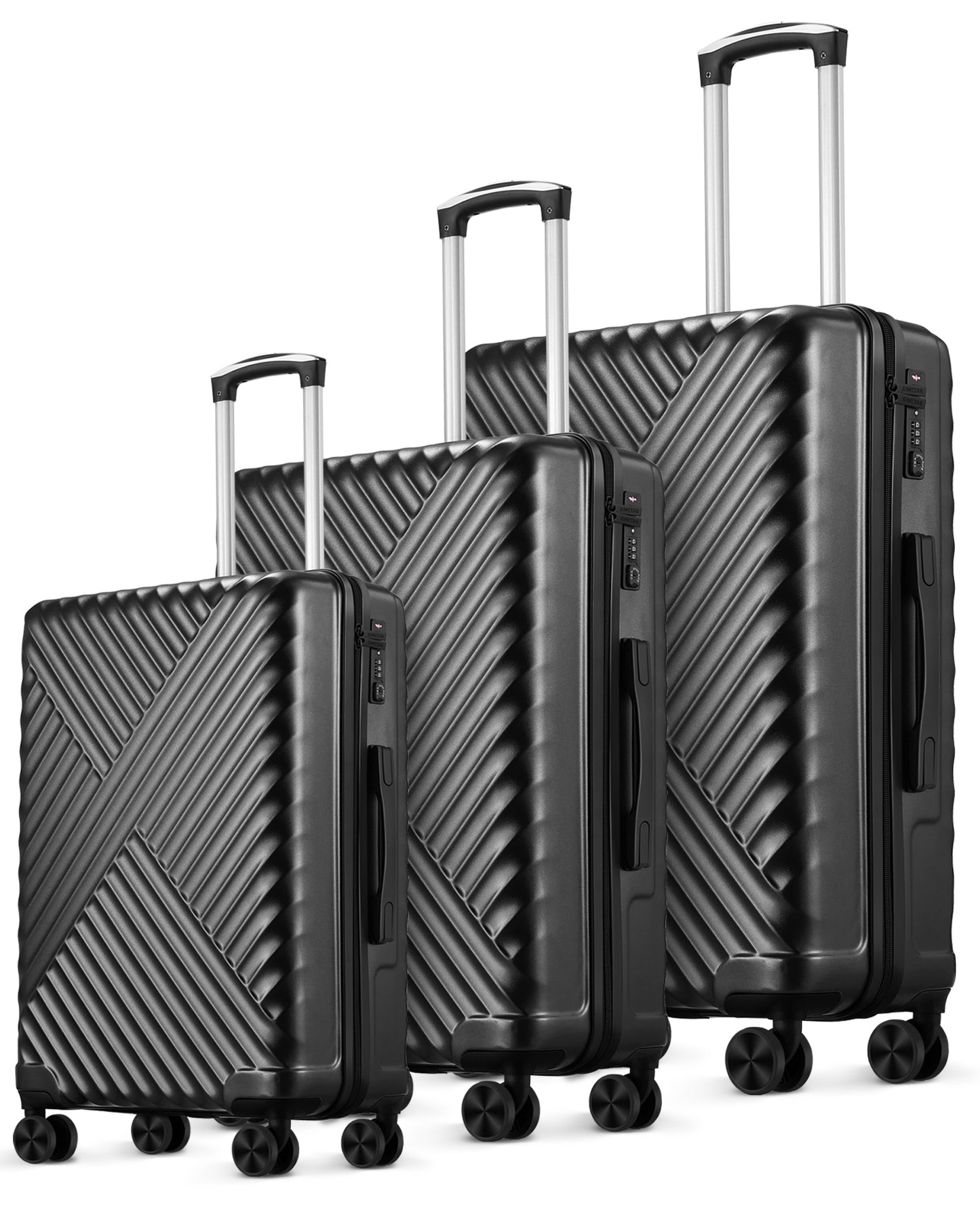 3 Piece Luggage Set with Wheels, 20-inch Carry on Luggage, 24" and 28" Checked Luggage,Deep Green